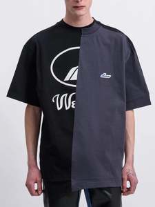 We11done: We11done Oversized Remake Reflective Half Logo Tee Black