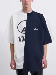 We11done Oversized Remake Reflective Half Logo Tee Ivory