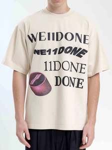 We11done Ivory Washed Logo Tee