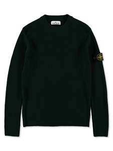 Stone Island Ribbed Crewneck Cotton Sweater Black