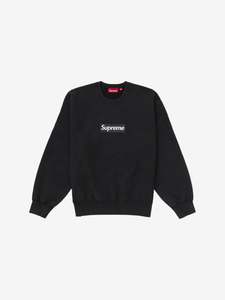Sweatshirts: Supreme Washed Box Logo Crewneck Black