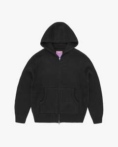 Corteiz Alcatraz Heavy Knit Zip-Up Hoodie Black