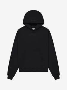 Prior Black Collection Embroidery Logo Oversized Cropped Hoodie Onyx