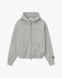 Fear of God Essentials Classic Full Zip-Up Hoodie Concrete Heather