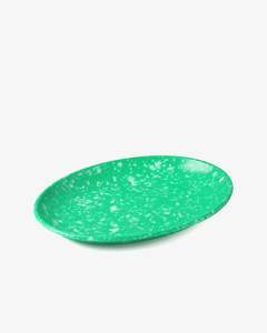 Prior: Korean Bunsik Retro Melamine Oval Plate Green