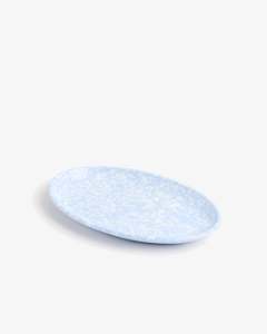 Korean Bunsik Retro Melamine Oval Plate Blue