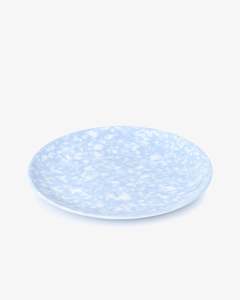 Korean Bunsik Retro Melamine Round Plate Blue