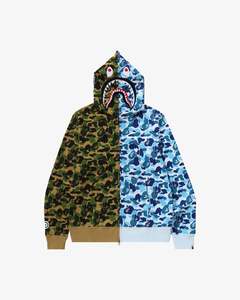 Clothing: BAPE ABC Camo Crazy Shark Full Zip Hoodie Green/Blue