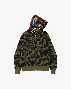 BAPE 1st Camo Shark Full Zip Hoodie Green