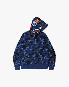 Clothing: BAPE Color Camo Shark Full Zip Hoodie (FW24) Navy
