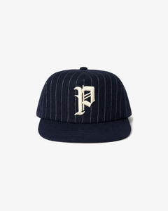 New Collection: Wool Pinstripe 5 Panel Short Brim Hat Navy