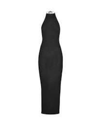 YUNA KNIT HALTER DRESS BLACK