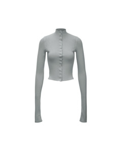 POINTELLE CARDI HEATHER GREY