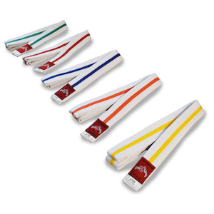 White Belt with Coloured Stripe