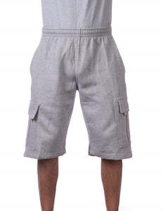 Shorts: Pro Club Fleece Cargo Shorts Light Grey