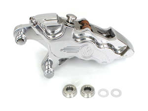 Front Brake Upgrades Polished: Left Hand Front 6 Piston Caliper - Polished. Fits Softail 2000-2014, Dyna 2000-2017, Touring 2000-2007 & Sportster 2000-2007. - Performance Machine