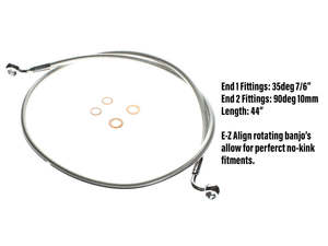 44in. E-Z Align Front Brake Line with 7/16in. x 35 Degree Banjo - Sterling Chrom&hellip;