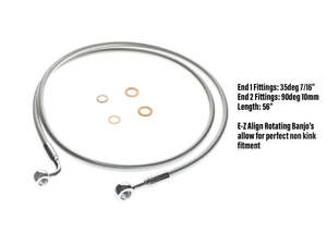 56in. E-Z Align Front Brake Line with 7/16in. x 35 Degree Banjo - Sterling Chrom&hellip;