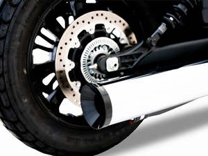 Exhaust Systems Mufflers: 4.5in. DBX45 Slip-On Muffler - Chrome with Black End Cap. Fits Indian Scout 2025up - Rinehart Exhaust