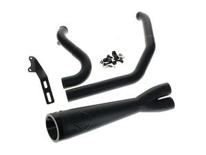 2-into-1 Cutback Exhaust - Black with Black End Cap. Fits Softail 2018up Non-240&hellip;