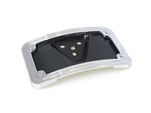 Lighting: Laydown Curved Number Plate Frame with Mount - Chrome. - Rollies Speed Shop