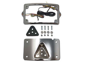 Curved Number Plate Frame with Elypse Run/Turn/Brake Lights - Chrome. - Kodlin