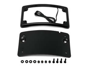 Curved Low Profile Number Plate Frame with LED Illumination - Black. - Kodlin