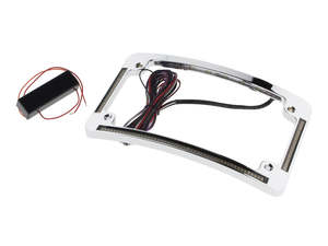 Curved Number Plate Frame with LED Amber Turn Signals & Red Brake Light - Chrome&hellip;