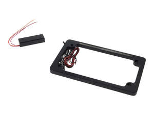 Flat Number Plate Frame with LED Red Brake Light - Black. - Custom Dynamics