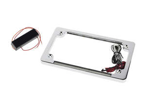 Flat Number Plate Frame with LED Red Brake Light - Chrome. - Custom Dynamics