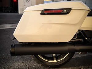 Exhaust Mufflers: 4-1/2in. Street Pro Slip-On Mufflers - Black with Black End Caps. Fits Touring 2017up. - SP Concepts Exhaust