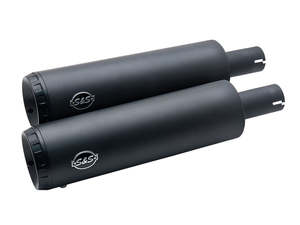 4in. Grand National Slip-On Mufflers - Black. Fits Fat Bob 2018-2024 - S&S