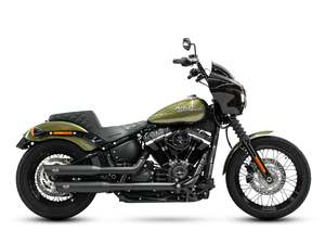 3-1/2in. Slash Cut Slip-On Mufflers - Black. Fits Softail Slim, Street Bob, Stan&hellip;