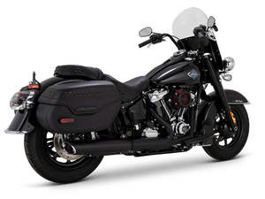 Mufflers Breakout: 4in. Twin Slash Slip-On Muffler - Black. Fits Softail Street Bob, Low Rider S, Low Rider ST & Heritage 2025up - Vance And Hines
