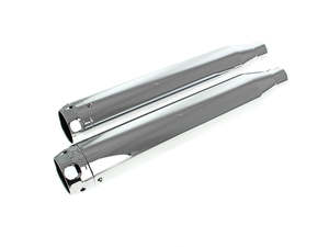 3in. Slip-On Mufflers - Chrome with Chrome Scalloped End Caps. Fits Softail Deuc&hellip;