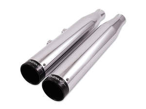 3in. Slip-On Mufflers - Chrome with Black End Caps. Fits Softail Deuce 2007 & Fa&hellip;