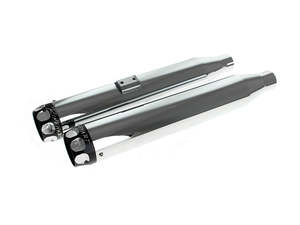 3in. Slip-On Mufflers - Chrome with Black Scalloped End Caps. Fits Softail Deuce&hellip;