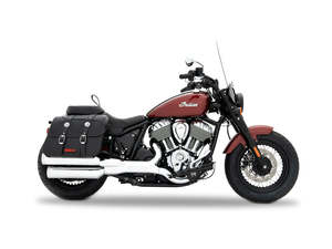 Mufflers Indian Cruiser Chief: 4in. Slip-On Mufflers - Chrome with Chrome End Caps. Fits Indian Cruiser 2022up - Rinehart Exhaust