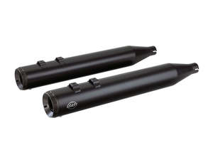 4in. Grand National Slip-On Mufflers - Black with Black End Caps. Fits Touring 2017up. - S&S