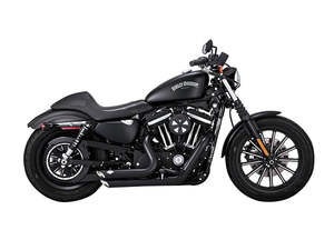 Exhaust System 2 2: Shortshots Staggered Exhaust - Black. Fits Sportster 2014-2021 - Vance And Hines