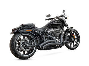 Sharp Curve Radius Exhaust - Black with Black End Caps. Fits Softail 2018up. - F&hellip;