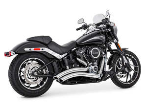 Exhaust System 2 2: Sharp Curve Radius Exhaust - Chrome with Chrome End Caps. Fits Softail 1986-2017. - Freedom Performance Exhaust