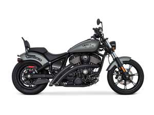 Indian Cruiser Chief 2 2: Radical Radius Exhaust - Black with Black End Caps. Fits Indian Cruiser 2022up - Freedom Performance Exhaust
