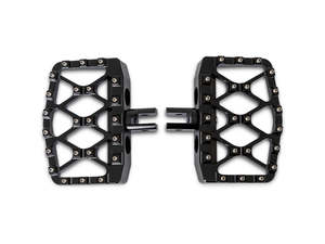 H D Male Mount Black: MX Evolution Mini Floorboards - Black. Fits Softail 2018up Front Rider - Burly Brand