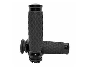 Diamond Contour Handgrips - Black. Fits H-D with Throttle Cable - Avon Grips