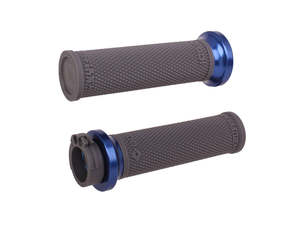 Ruffian Lock-On Handgrips - Graphite/Blue. Fits H-D with Throttle Cable. - ODI Grips & Bars