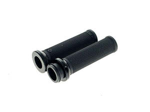 Handgrips Throttle Cable Black: Ruffian Lock-On Handgrips - Black/Black. Fits Big Twin 2008-2024 with Throttle-by-Wire - ODI Grips & Bars