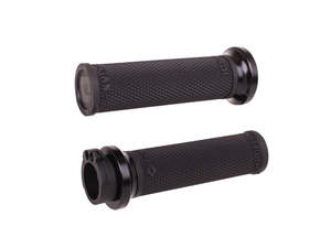 Ruffian Lock-On Handgrips - Black/Black. Fits H-D with Throttle Cable. - ODI Grips & Bars