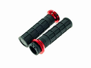 Hart-Luck Full Waffle Lock-On Handgrips - Red. Fits H-D with Throttle Cable. - O&hellip;