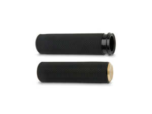 Knurled Fusion Handgrips - Brass. Fits H-D with Throttle Cable. - Arlen Ness